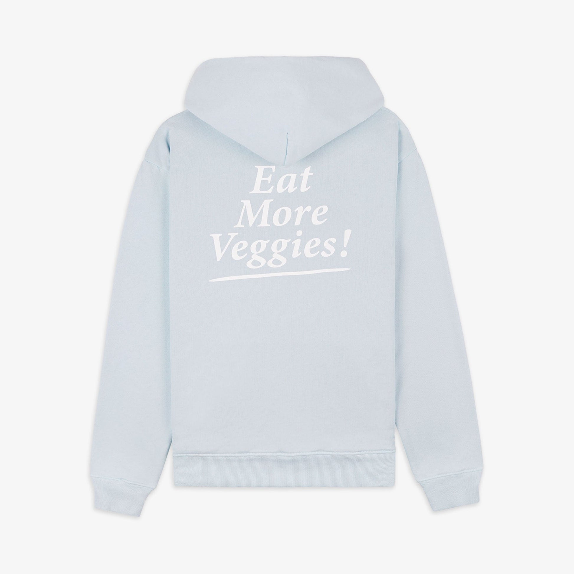SPORTY & RICH | EAT MORE VEGGIES HOODIE { BABY BLUE/WHITE