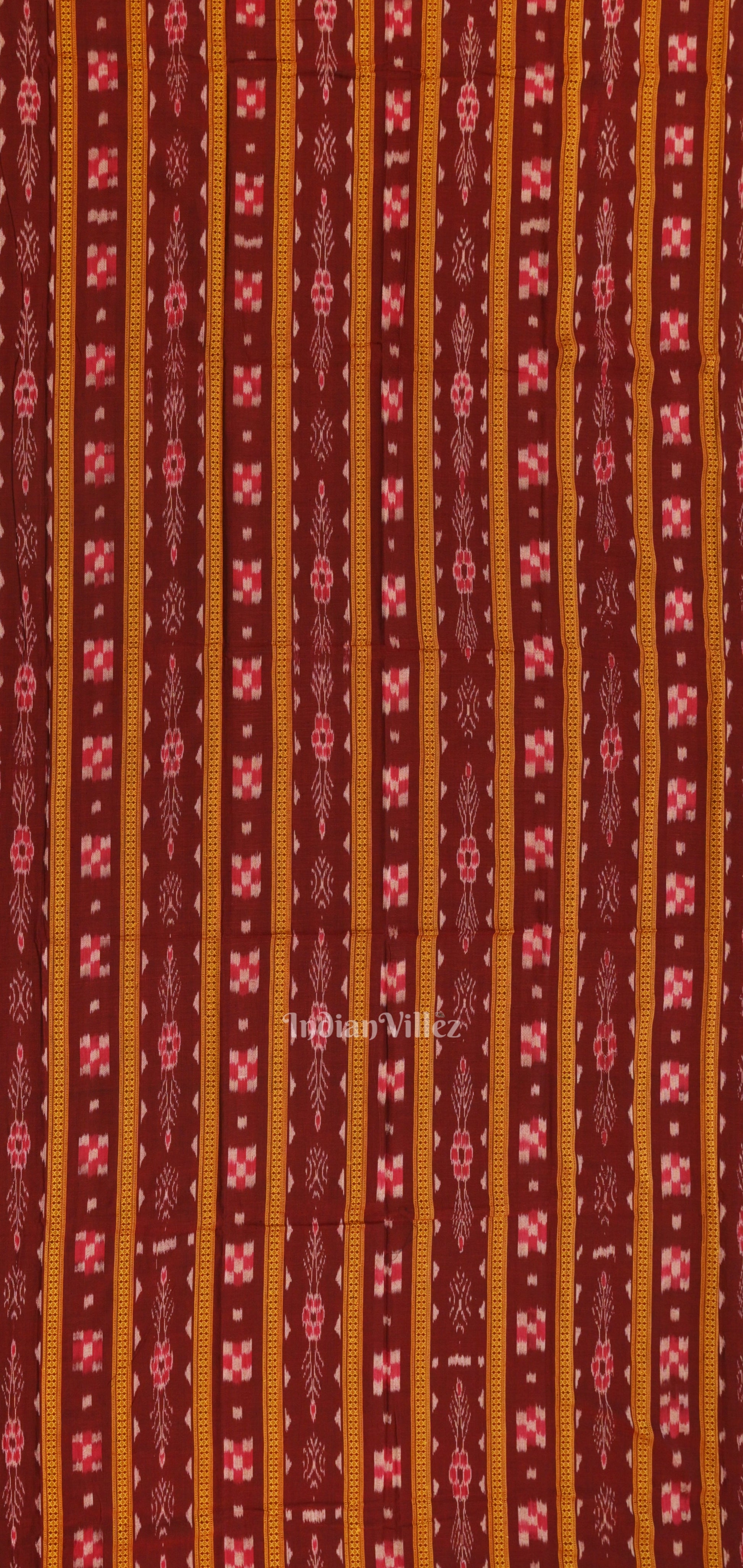 Maroon Maniabandha Sambalpuri Cotton Dress set & Dupatta