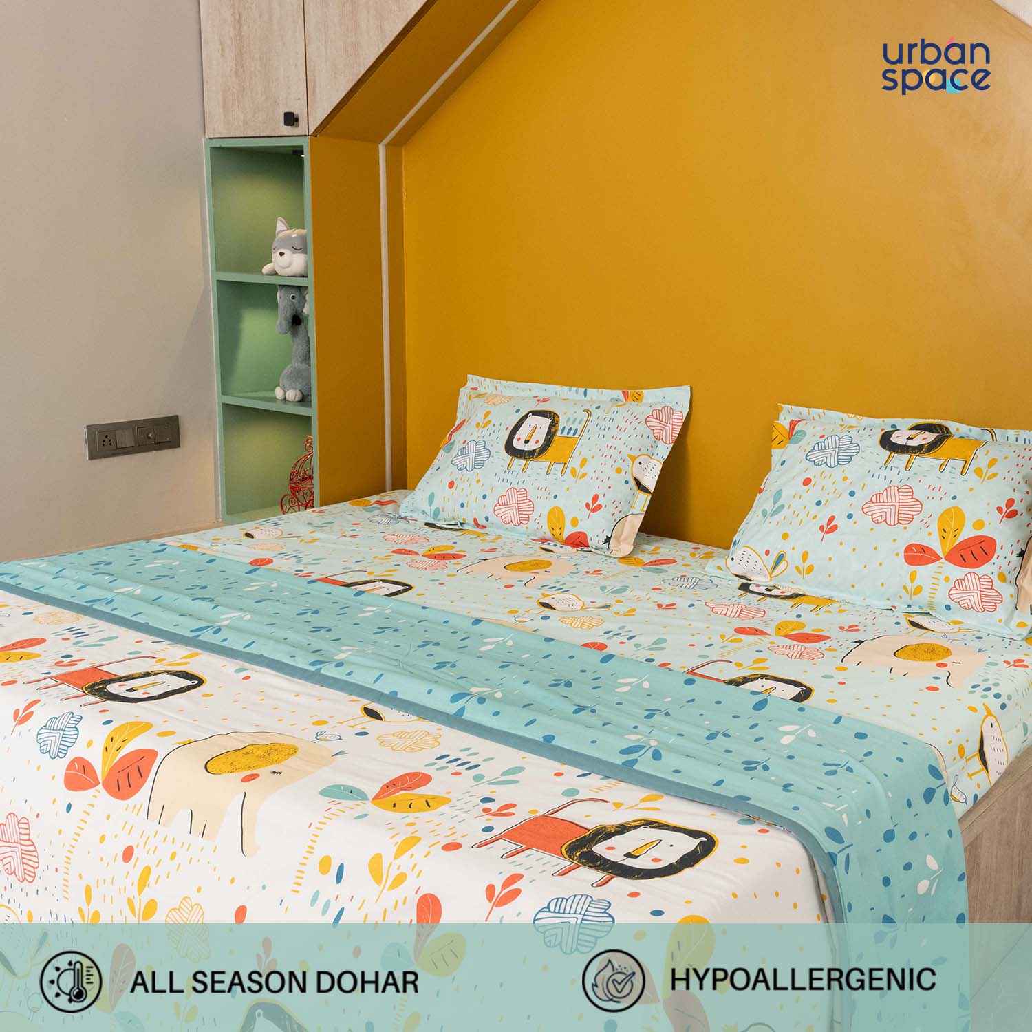 Cotton Bedsheet + AC Blanket Combo Pack - (Combo 25 - Lion King Sky Blue + Lion King Sky Blue)