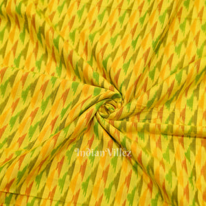 Yellow Pochampally Ikat Silk Cotton (Sico) Fabric