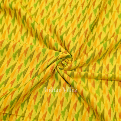Yellow Pochampally Ikat Silk Cotton (Sico) Fabric