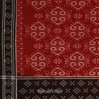 Deep Maroon with Black Pasapali Theme Odisha  Sambalpuri Pure Cotton Saree