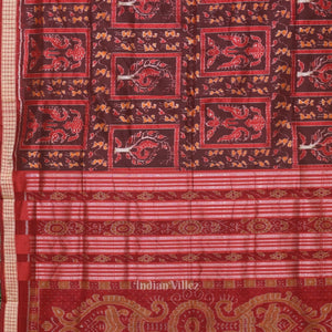 Brown Coffee Tribal Theme Sambalpuri Silk Saree