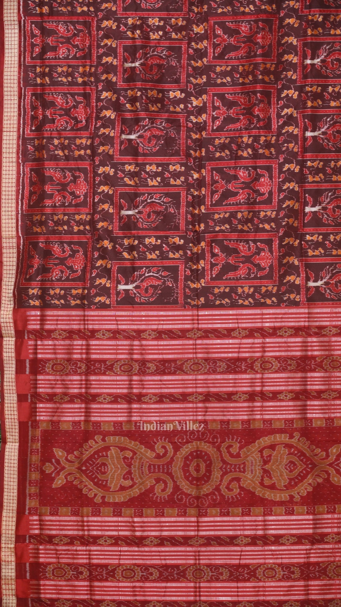 Brown Coffee Tribal Theme Sambalpuri Silk Saree