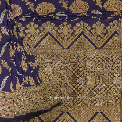 Blue Meenakari Banarasi Katan Silk Saree