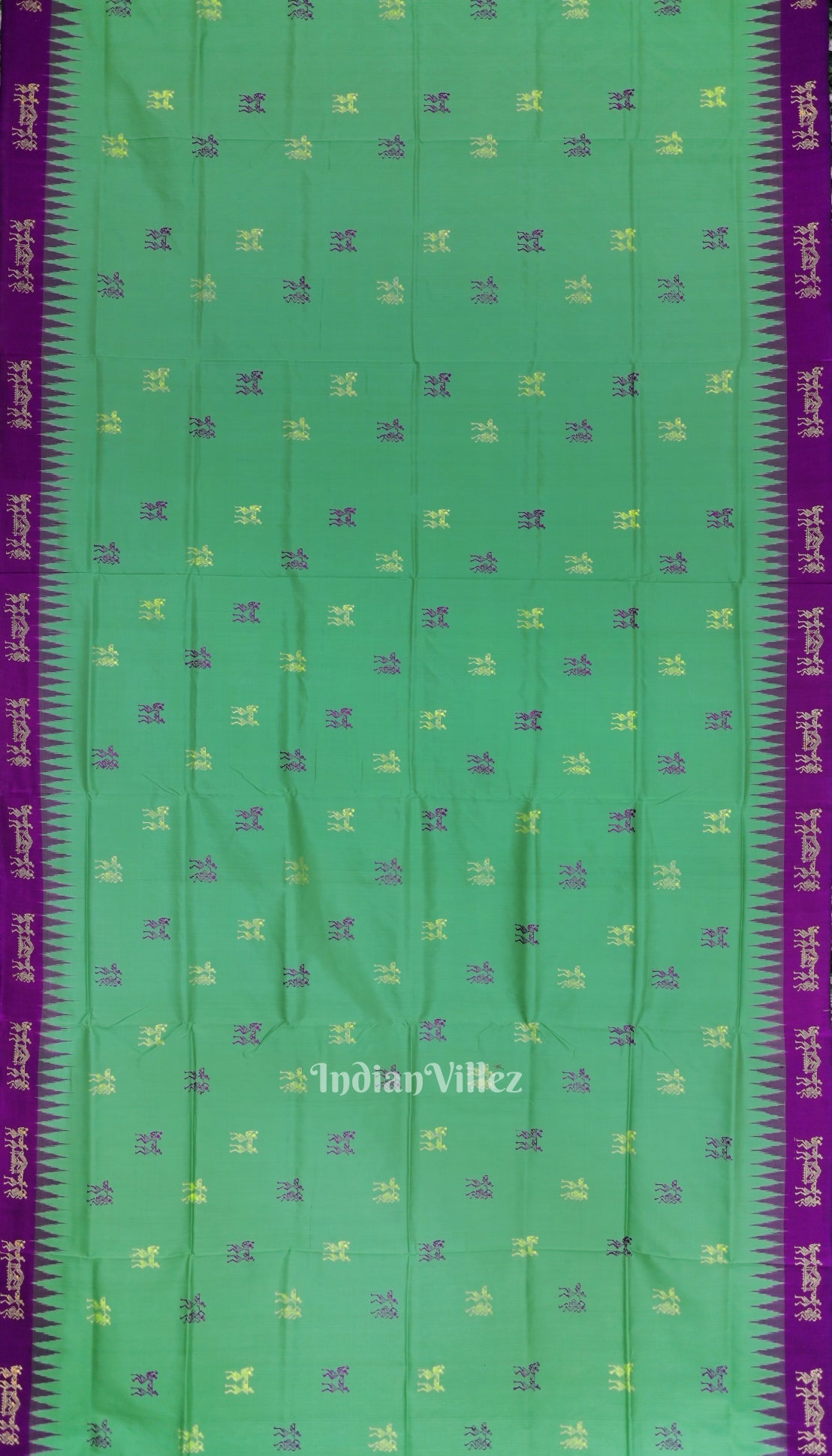 Green Magenta Tribal Doli Sawari Contemporary Bomkai Silk Saree