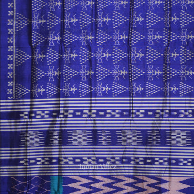 Blue Tribal Contemporary Designer Silk Saree