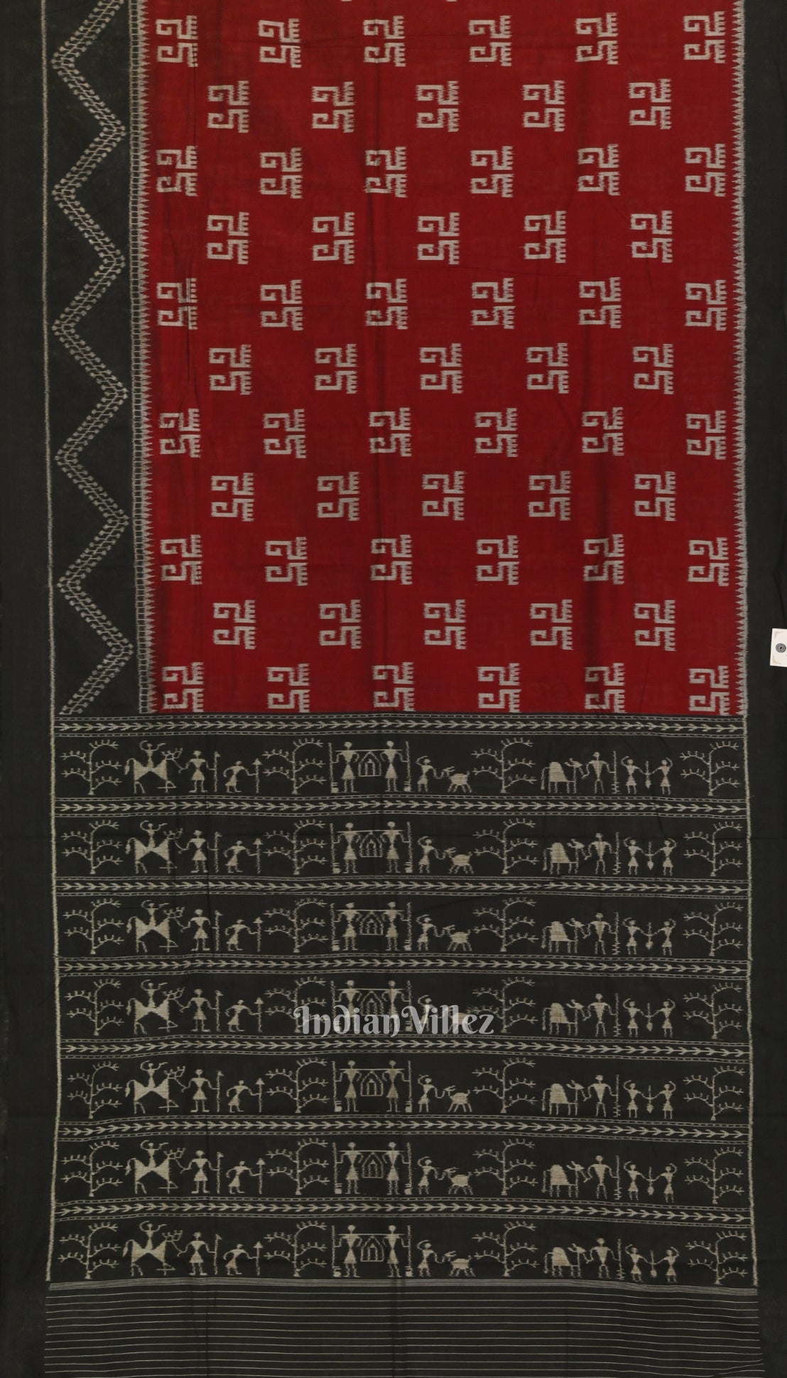 Maroon Laxmipada Odisha Ikat Sambalpuri Pure Cotton Saree