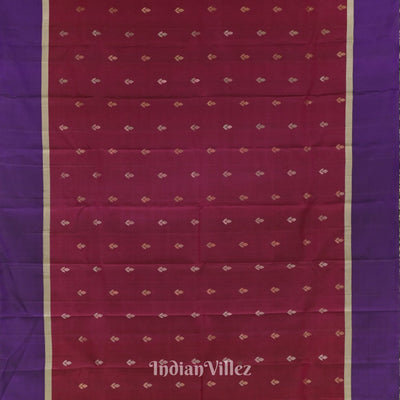 Dark Maroon With Blue Pure Kanjivaram Soft Silk Saree