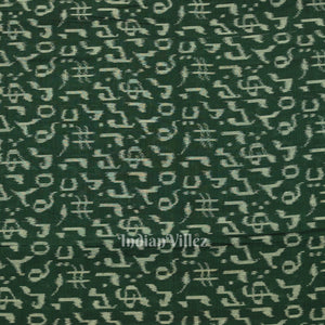 Green Musical Instrument Theme Odisha Ikat Sambalpuri Cotton Fabric