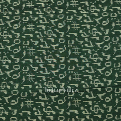 Green Musical Instrument Theme Odisha Ikat Sambalpuri Cotton Fabric