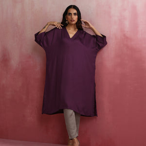 trueBrowns Purple Modal Kimono Kurta Set