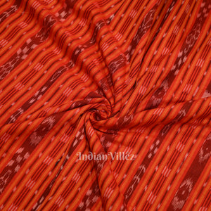 Red Stripes Sambalpuri Odisha Ikat Cotton Fabric