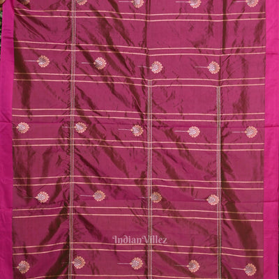 Rani Magenta Dual Tone Pure Banarasi Katan Silk Saree with Zardosi Work