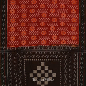 Deep Maroon with Black Odisha  Sambalpuri Pure Cotton Saree