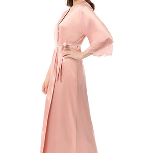 Eternal Bliss Full-length Satin Robe - Mellow Rose
