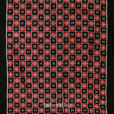 Red Black Pasapali Designer Odisha Ikat Contemporary Silk Saree