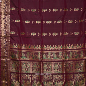 Maroon Handwoven Baluchari Silk Saree