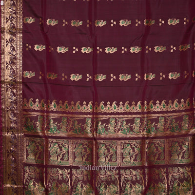 Maroon Handwoven Baluchari Silk Saree