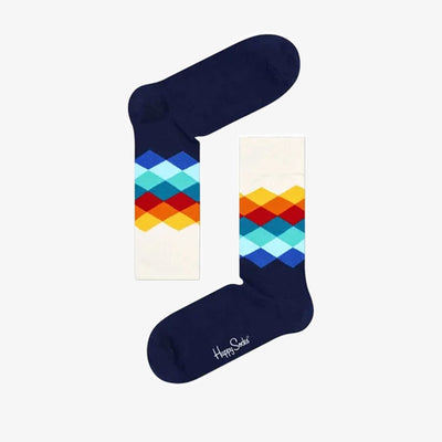 Happy Socks | FADED DIAMOND SOCK  { NAVY