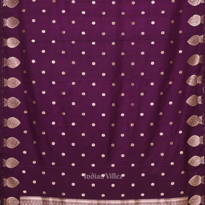 Purple Floral Motif Mashru Satin Silk Banarasi Saree