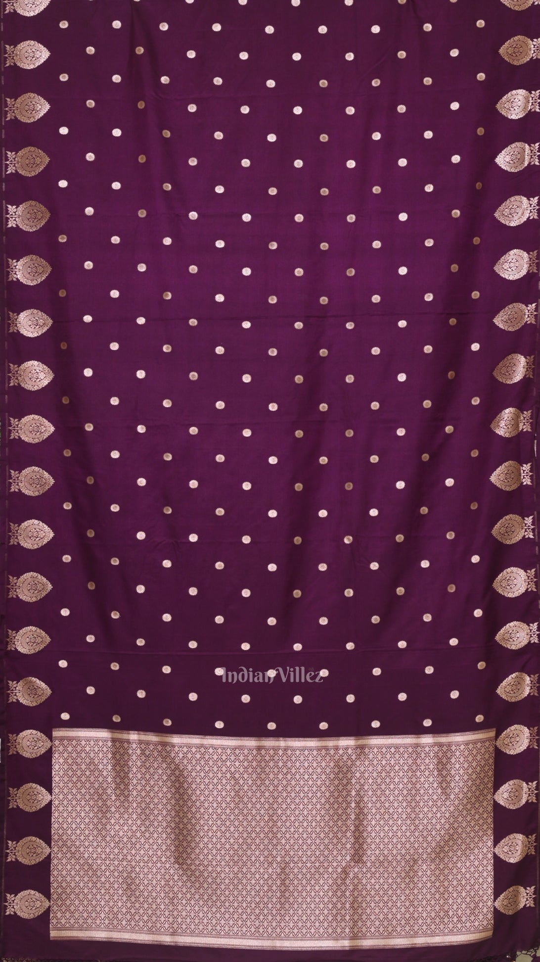 Purple Floral Motif Mashru Satin Silk Banarasi Saree