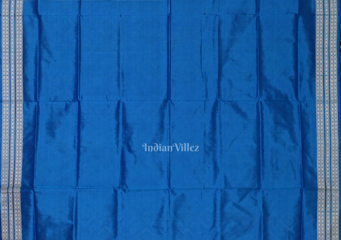 Aqua Blue White Pasapali Sambalpuri Silk Saree