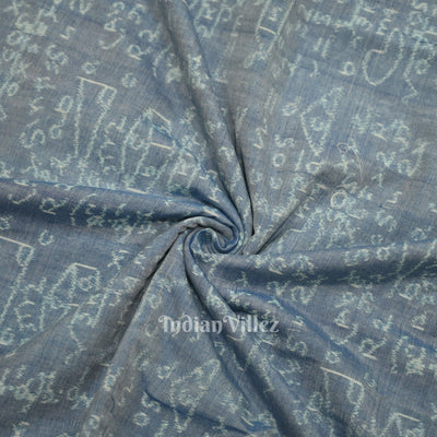Light Blue Dual Tone  Mathematics Theme Sambalpuri Odisha Ikat Cotton Fabric