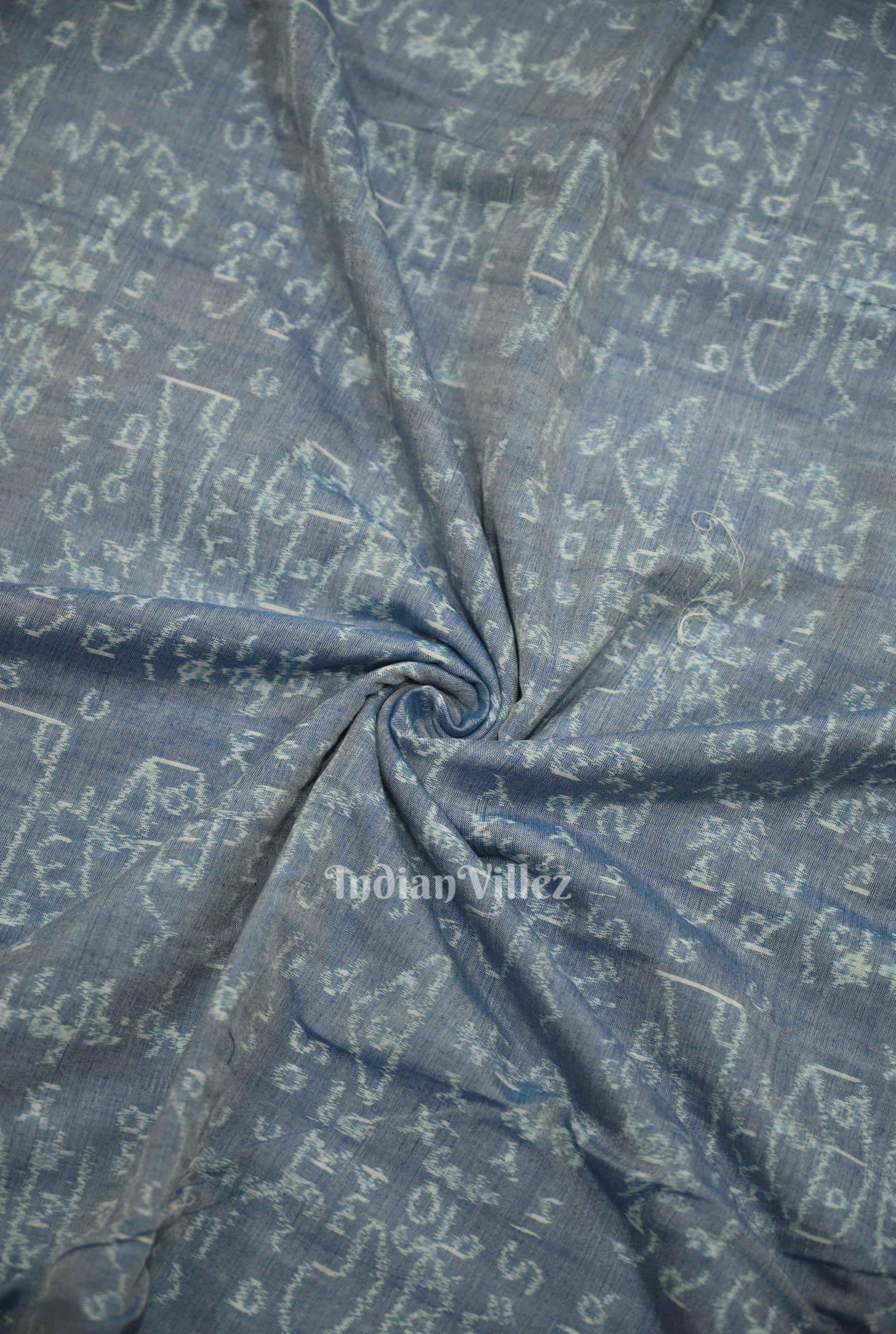 Light Blue Dual Tone  Mathematics Theme Sambalpuri Odisha Ikat Cotton Fabric
