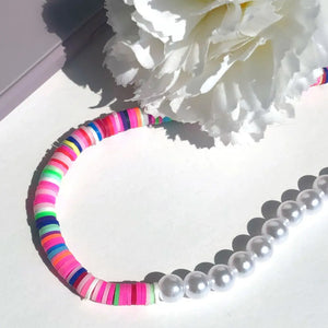 Half Pearl Half Rainbow Beaded Phone Charm