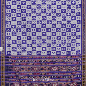 Blue Grey Body Pasapali Odisha Ikat Khandua Silk Saree