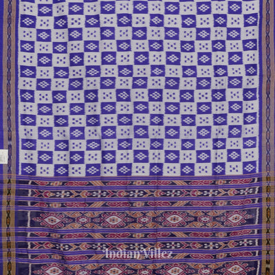 Blue Grey Body Pasapali Odisha Ikat Khandua Silk Saree