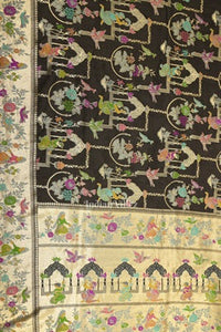 Black Brocade Tussar Khaddi Georgette Banarasi Handloom Silk Saree