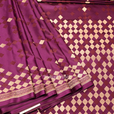 Deep Purple Soft Pure Mashru Satin Silk Banarasi Saree