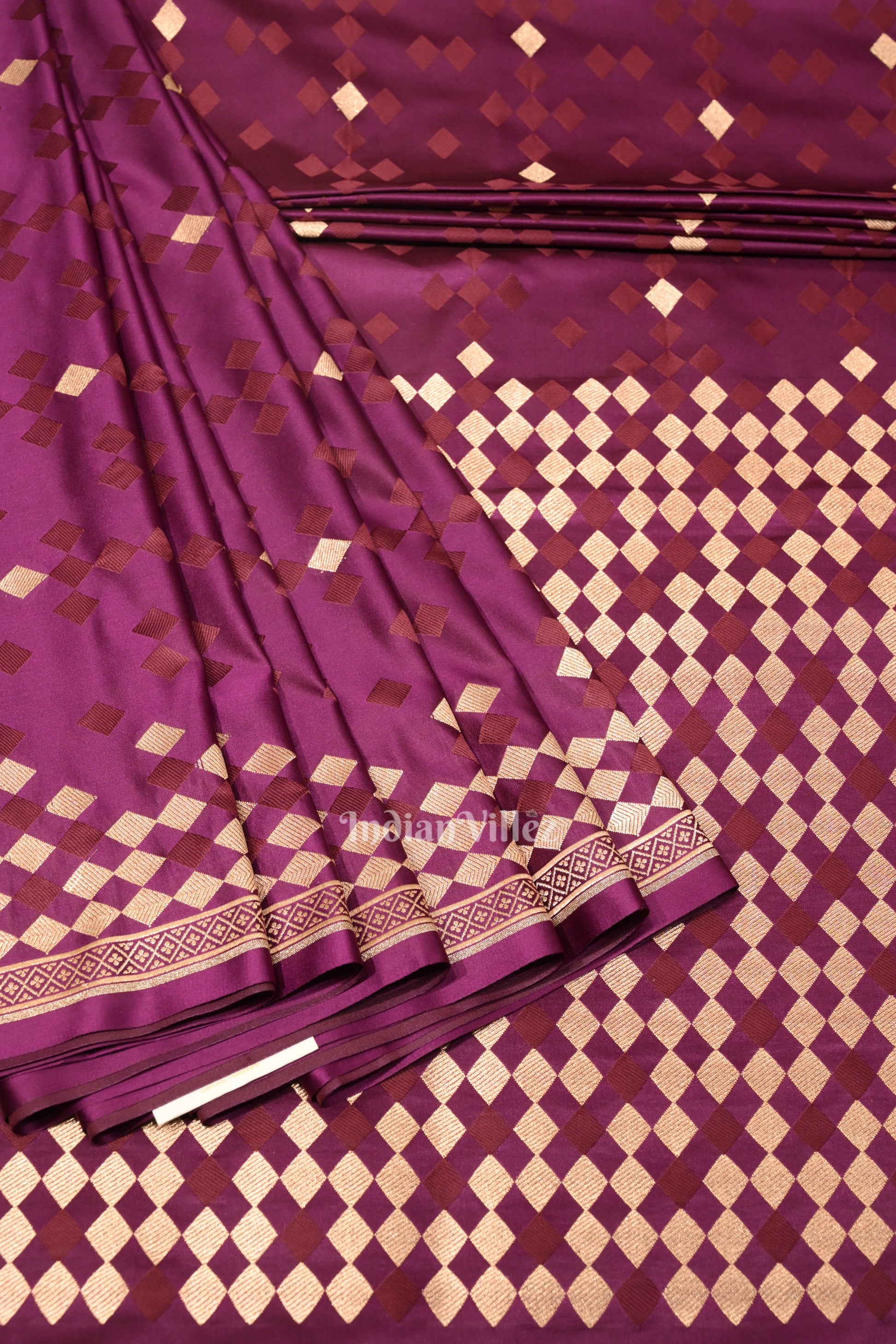 Deep Purple Soft Pure Mashru Satin Silk Banarasi Saree
