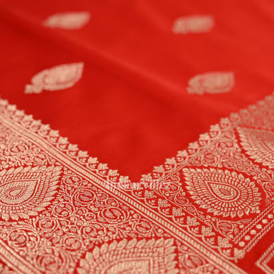 Stunning Bridal Red Soft Pure Mashru Satin Silk Banarasi Saree