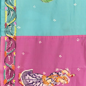 Baby Pink With Copper Sulphate Radha Krishna Pattachitra Saree