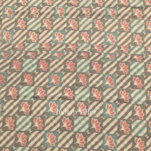 Cement Gray Lotus Motif Sambalpuri Ikat Cotton Fabric