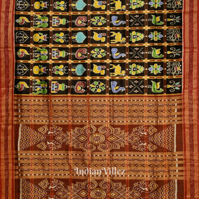 Red Black Nabakothi Odisha Ikat Khandua Silk Saree