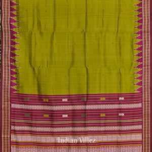 Lemon Green Single Flower Motif Siminoi Silk Saree