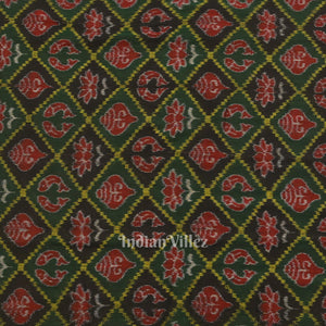 Green Black Diagonally Nabakothi Sambalpuri Ikat Cotton Fabric