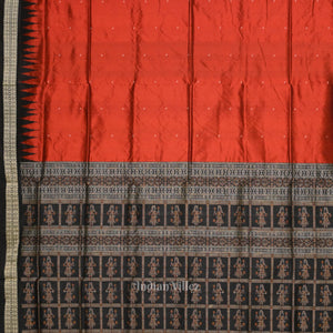 Red Black Buti Bomkai Sambalpuri Silk Saree