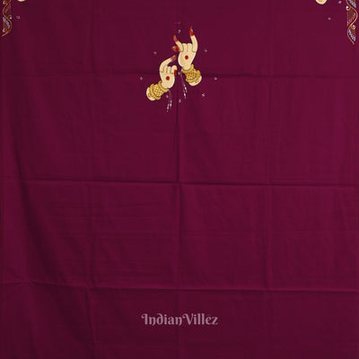 Magenta Mudra Theme Pattachitra Kurti Dress Material