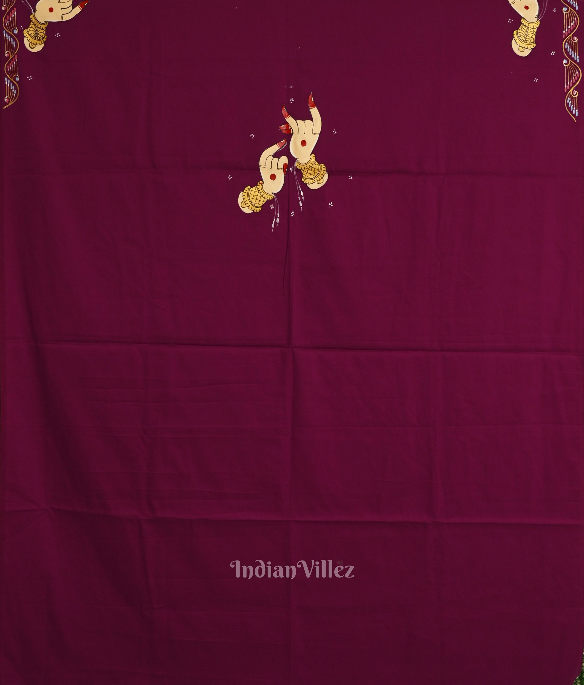 Magenta Mudra Theme Pattachitra Kurti Dress Material
