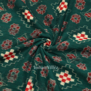 Dark Green Pasapali Sambalpuri Ikat Cotton Fabric