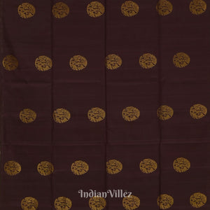 Black Coffee With Golden Floral Motif Pure Kanjivaram Soft Silk Saree