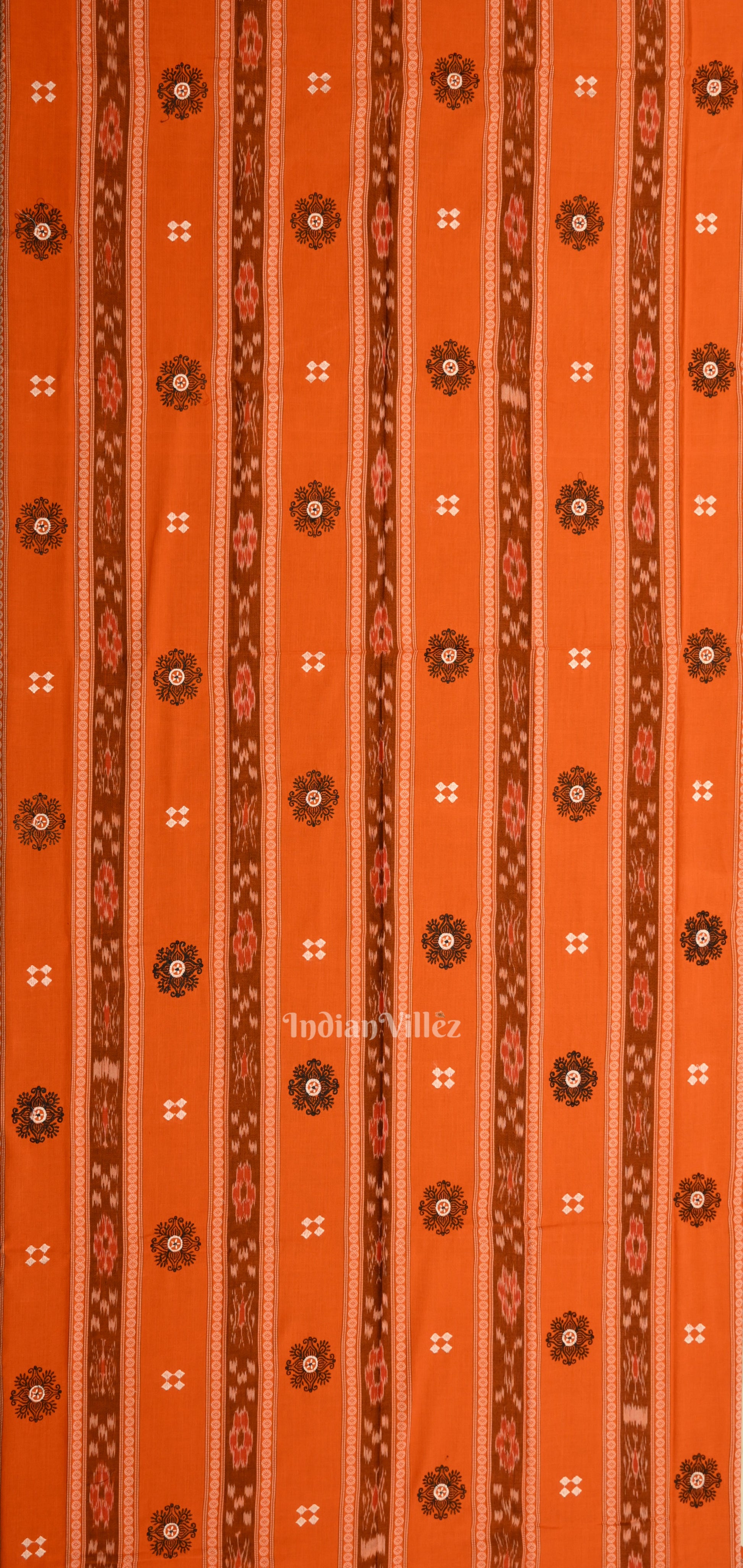 Orange Sambalpuri Cotton Bomkai Dress Material & Dupatta