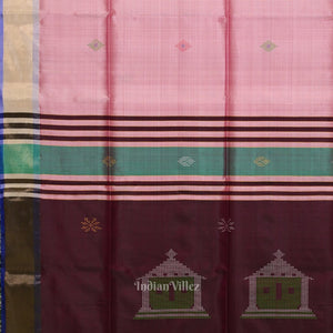 Pink Mulberry Purple Pure Bishnupuri Silk Saree