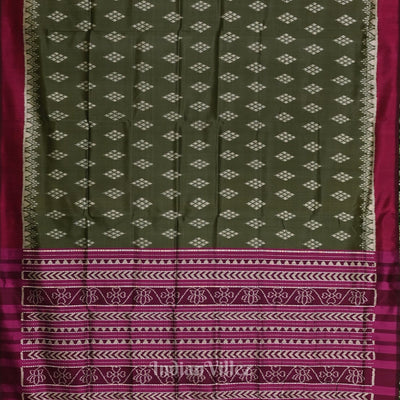 Sage Green with Wine Jhoti Theme Contemporary Designer Silk Saree