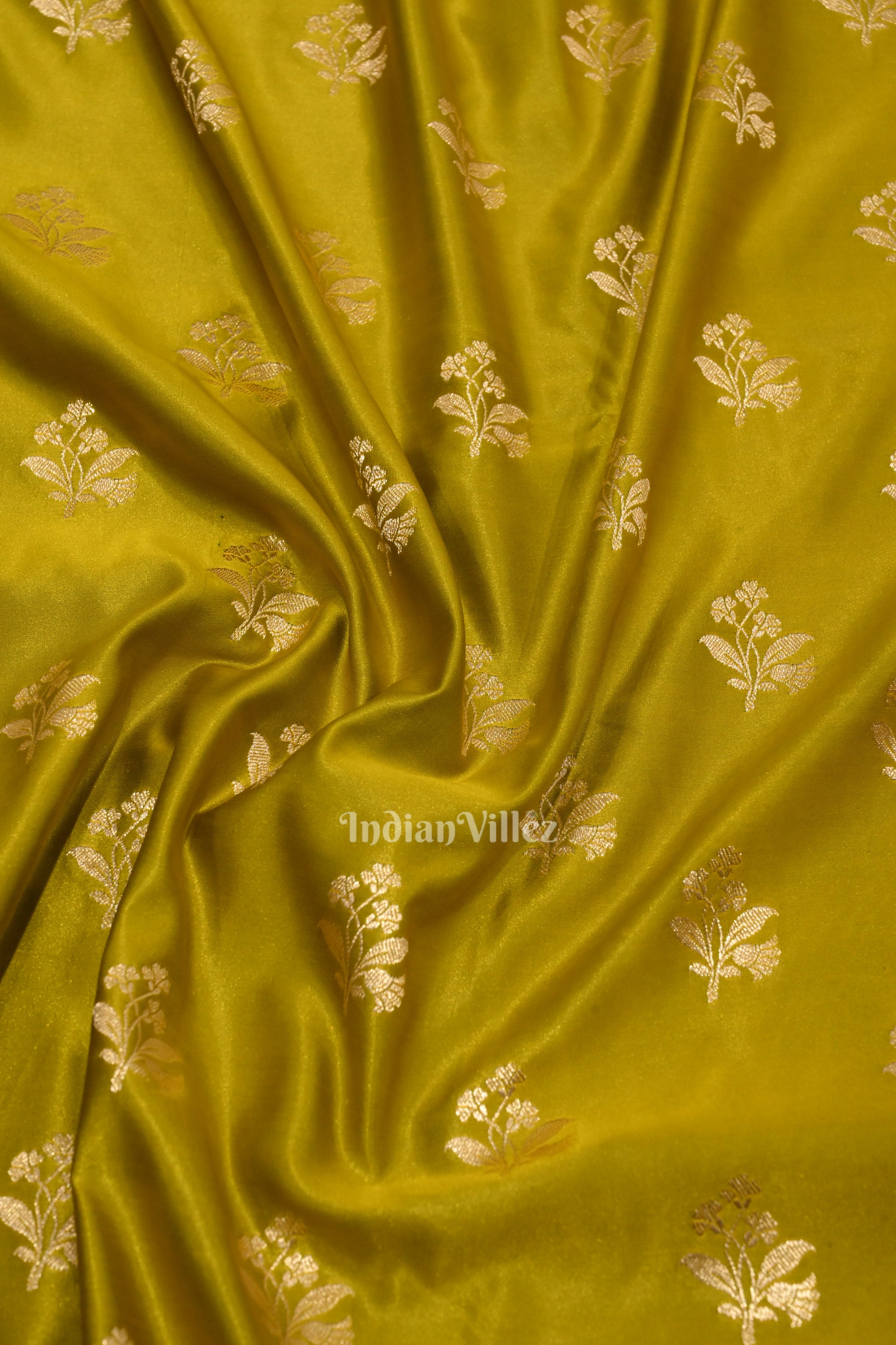 Mustard Yellow Banarasi Mashru Satin Silk Banarasi Saree